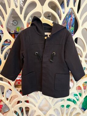 Toddler Black Hooded Pea Coat by Baby D